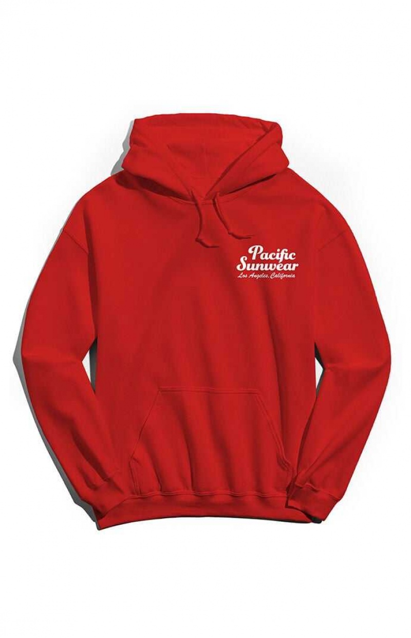 RED PacSun Pacific Sunwear LA Script Hoodie | YMIDHJB-42