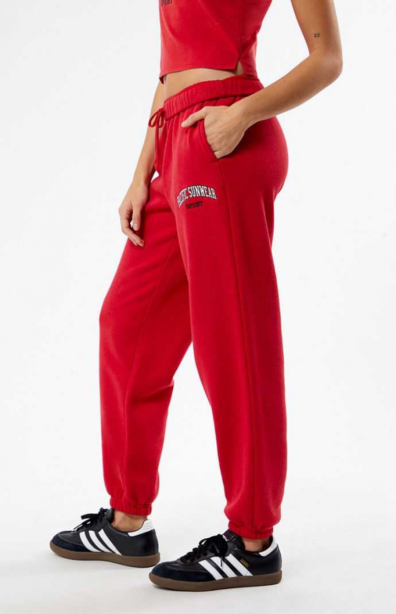 RED PacSun Pacific Sunwear Sport Cargo Sweatpants | UGHMRKX-40