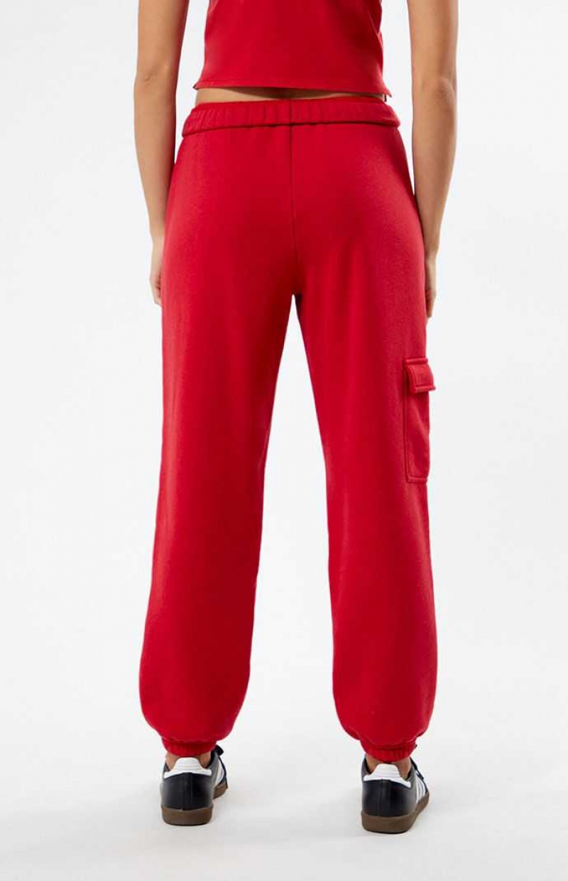 RED PacSun Pacific Sunwear Sport Cargo Sweatpants | UGHMRKX-40