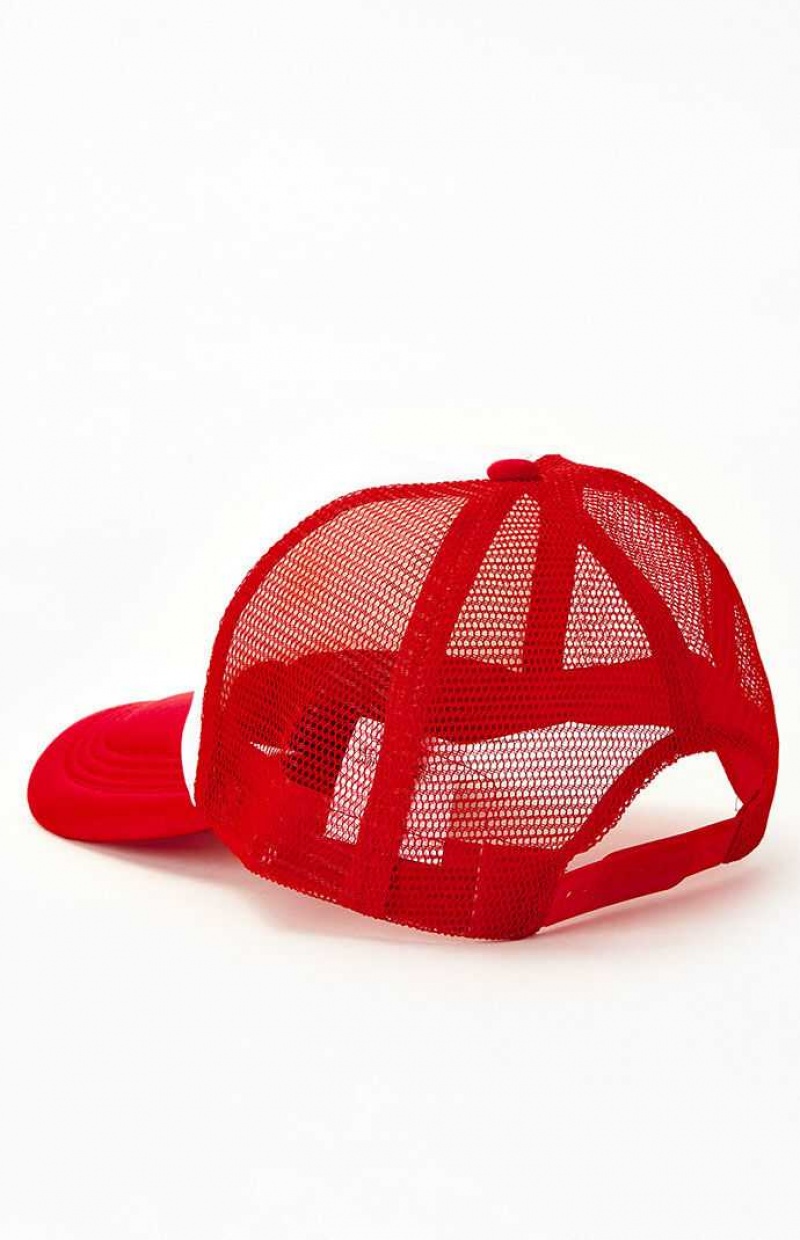 RED PacSun Rare Energy Trucker Hat | PRBFSYU-18