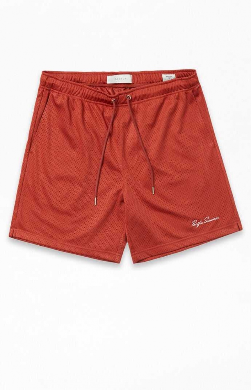 RED PacSun Red Mesh Basketball Shorts | SELTJFK-43