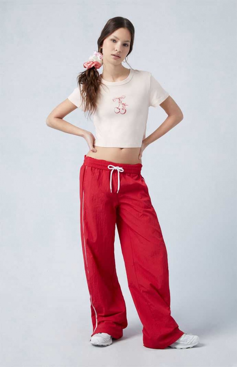 RED PacSun Zip Up Track Pants | LUNQSAC-18