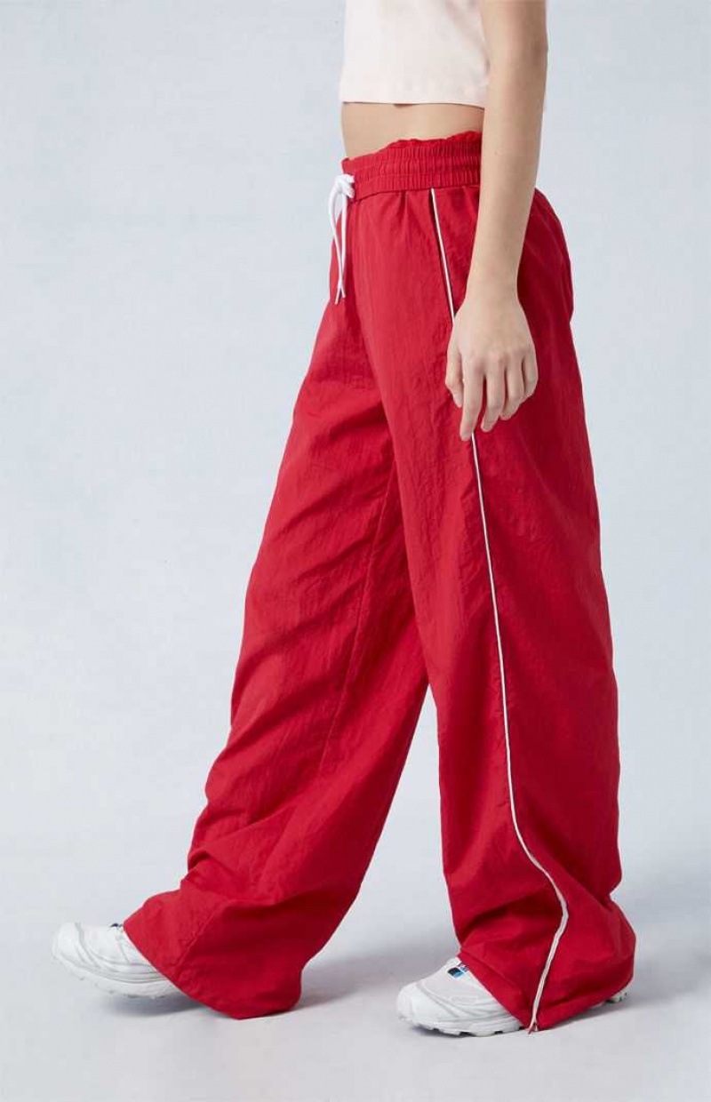 RED PacSun Zip Up Track Pants | LUNQSAC-18