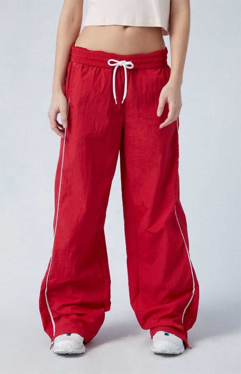 RED PacSun Zip Up Track Pants | LUNQSAC-18