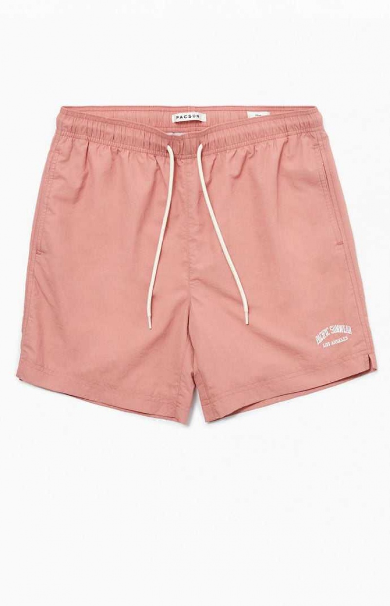 ROSE PacSun Rose Nylon Collegiate 6.5" Swim Trunks | LVWAZFT-27