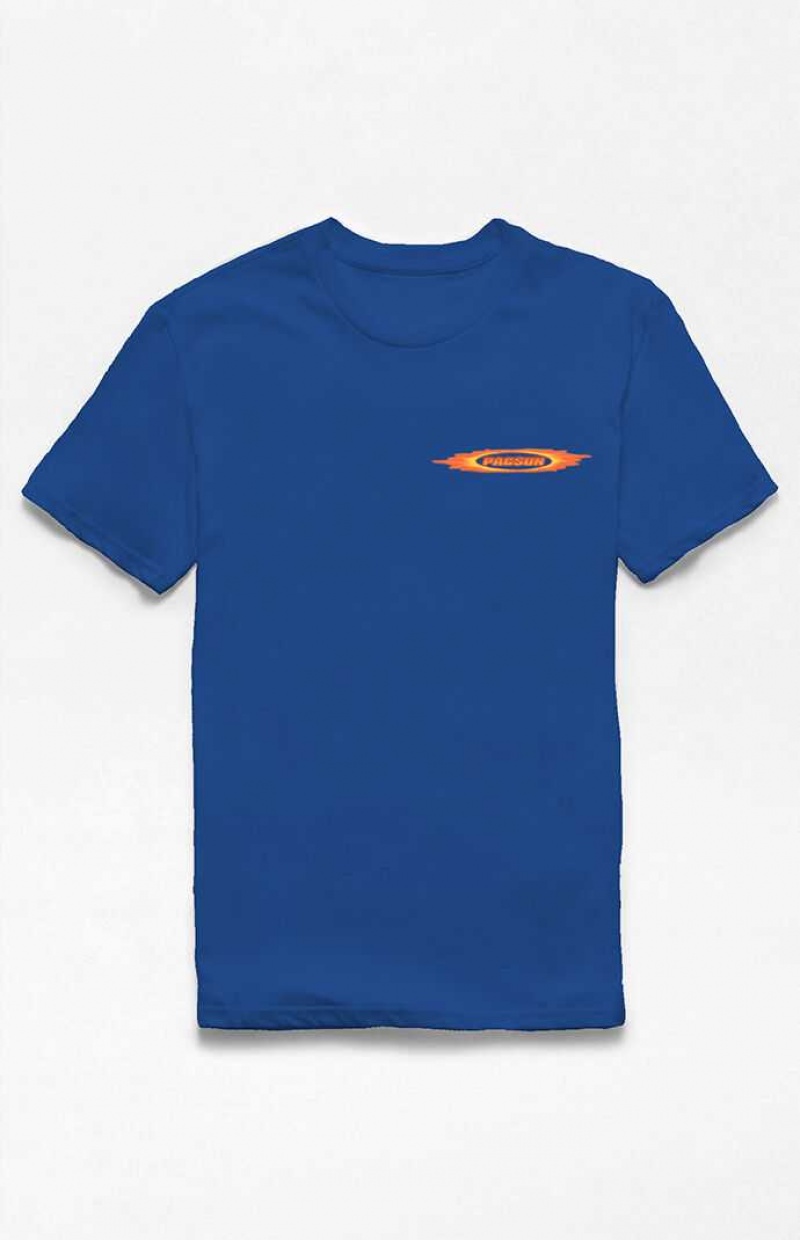 ROYAL BLUE PacSun Royal Blue Flames Logo T-Shirt | PKWNTDR-57