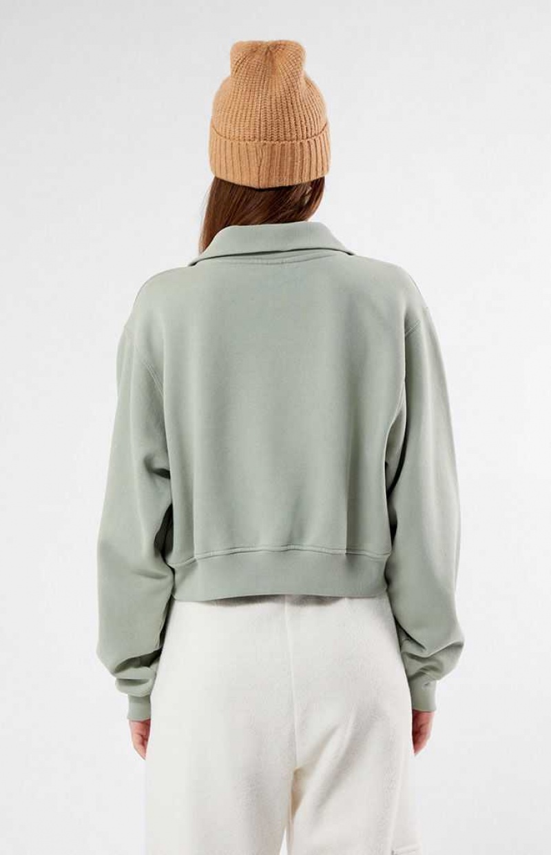 SAGE PacSun Switzerland Half Zip Cropped Sweatshirt | ZYRSHEC-52