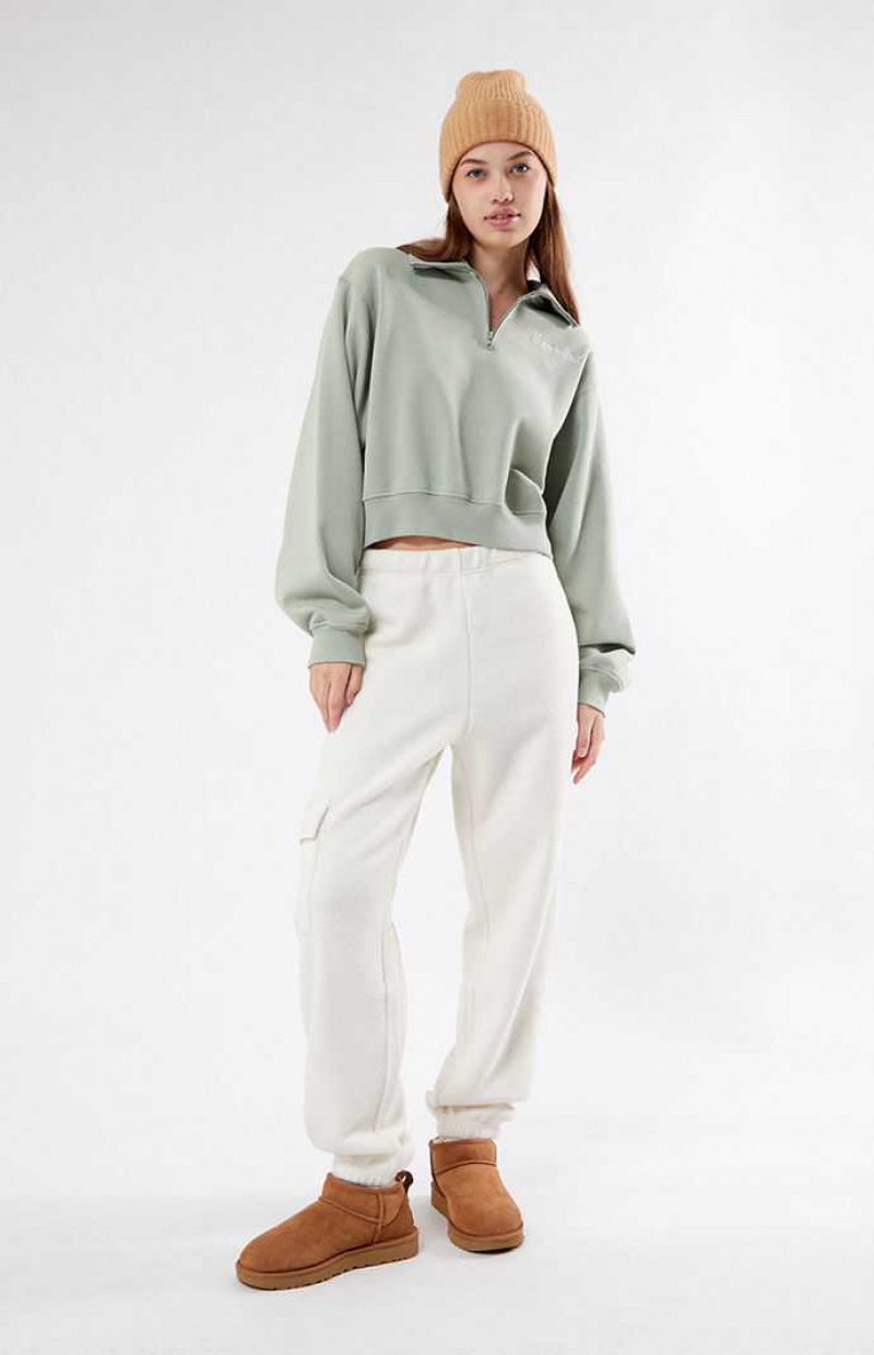 SAGE PacSun Switzerland Half Zip Cropped Sweatshirt | ZYRSHEC-52