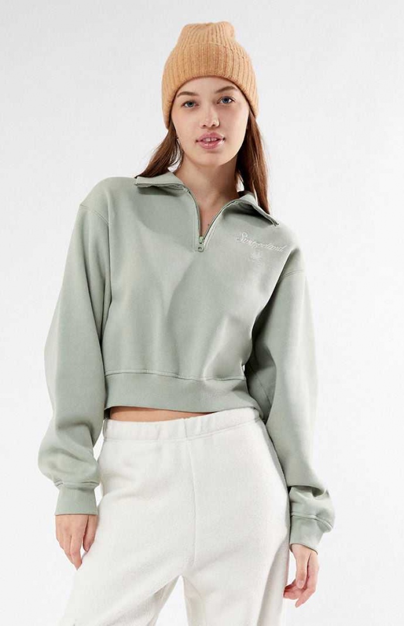 SAGE PacSun Switzerland Half Zip Cropped Sweatshirt | ZYRSHEC-52