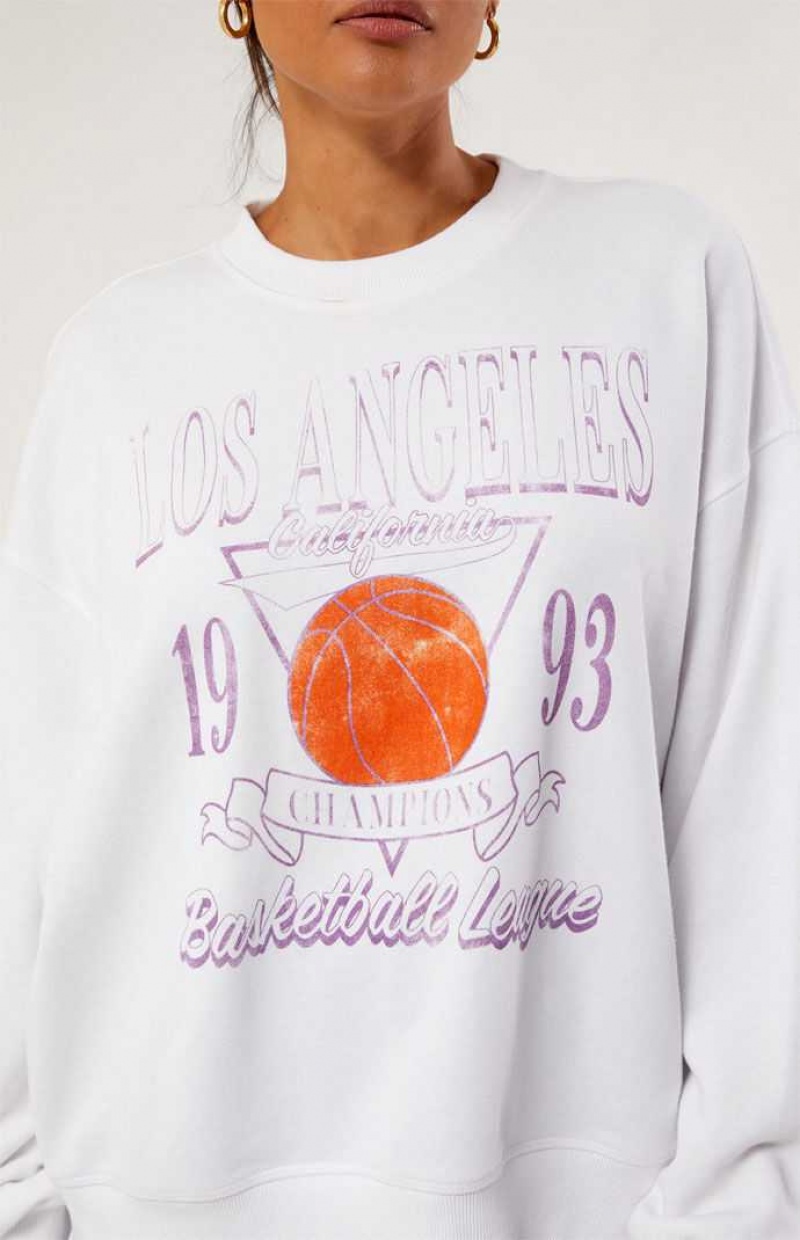 SAND PacSun Los Angeles Basketball Champs Crew Neck Sweatshirt | EDMCJGB-13