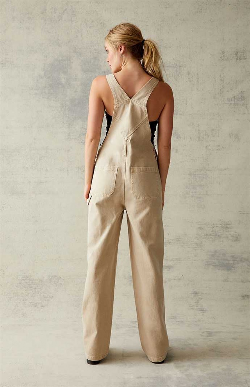 SAND PacSun Sand Denim Overalls | KNJFGOS-83