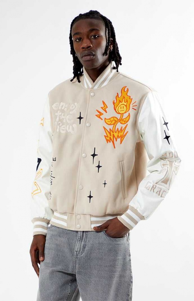 SAND PacSun Vibe With Me Varsity Jacket | APMUKNX-32