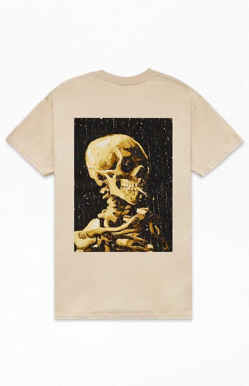 SAND PacSun Vincent Van Gogh Skeleton T-Shirt | SDBVKXW-83