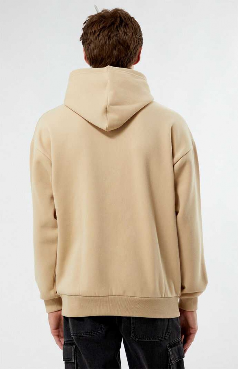 SAND PacSun Web Of Smiles Puff Hoodie | AQPJVYB-53