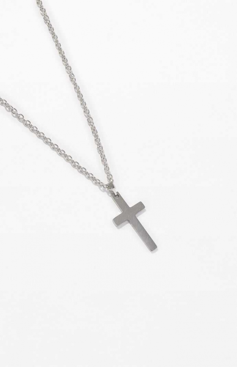 SILVER PacSun Cross Chain Necklace | MAIVNRU-65