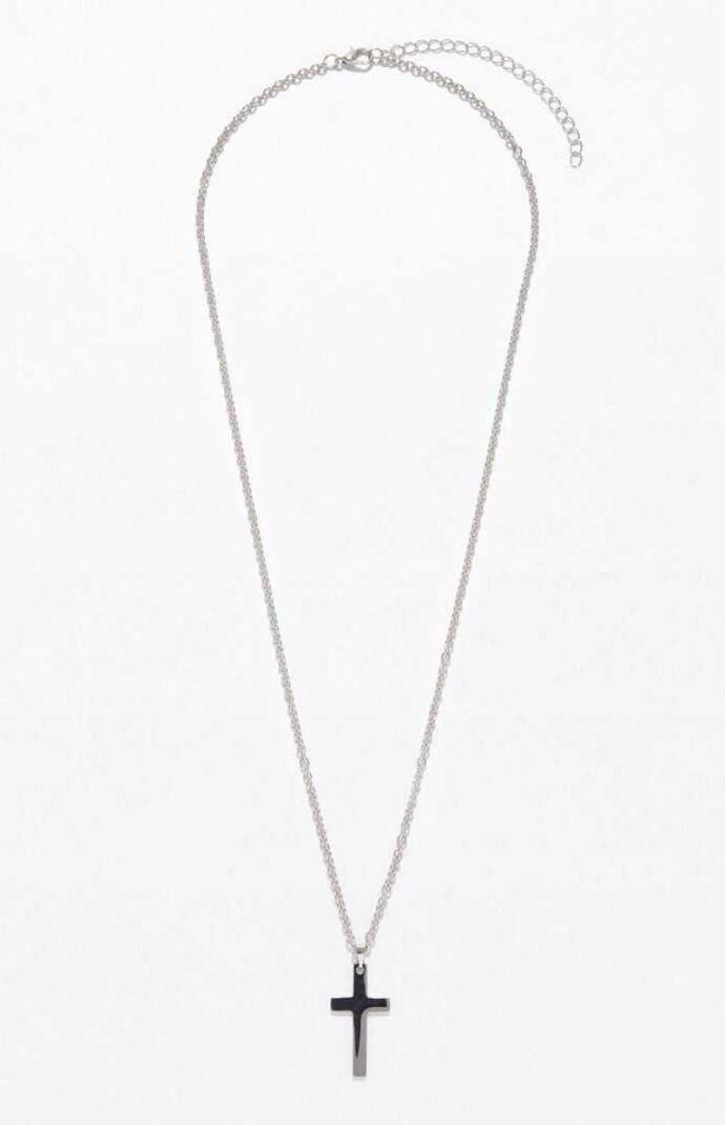 SILVER PacSun Cross Chain Necklace | MAIVNRU-65