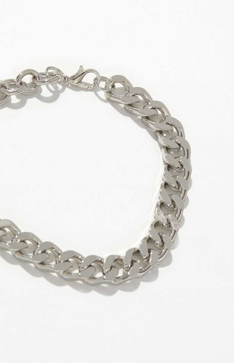 SILVER PacSun Curb Chain Bracelet | PMUBKER-01