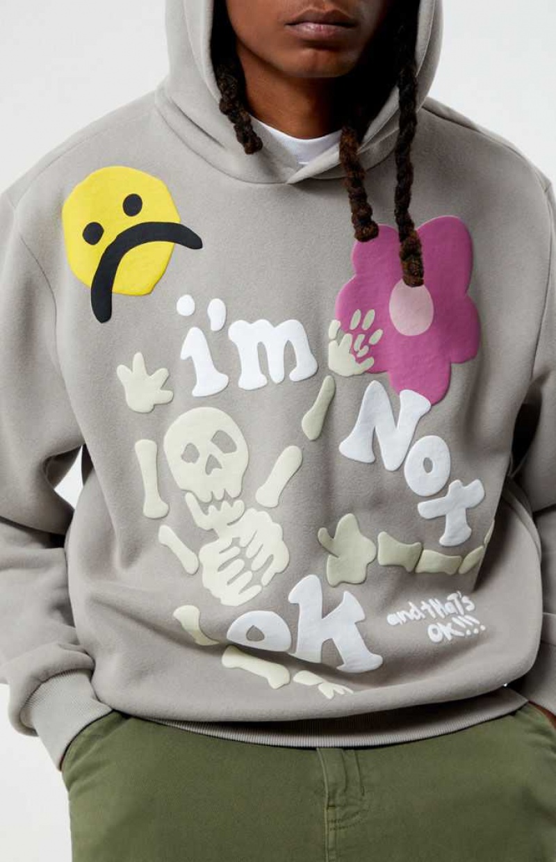 SILVER PacSun I'm Not Okay Hoodie | KCDVLUI-79