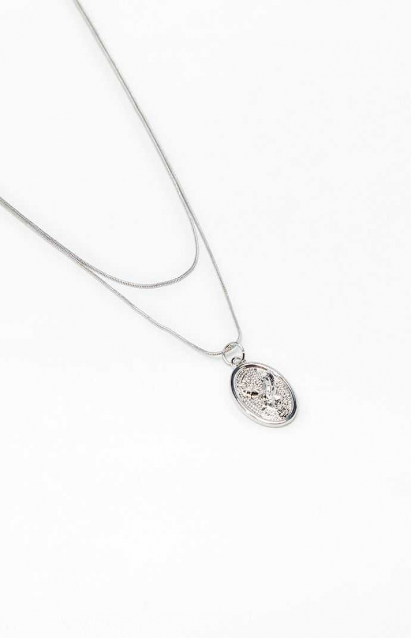 SILVER PacSun Layered Eagle Necklace | FBUJEYZ-17