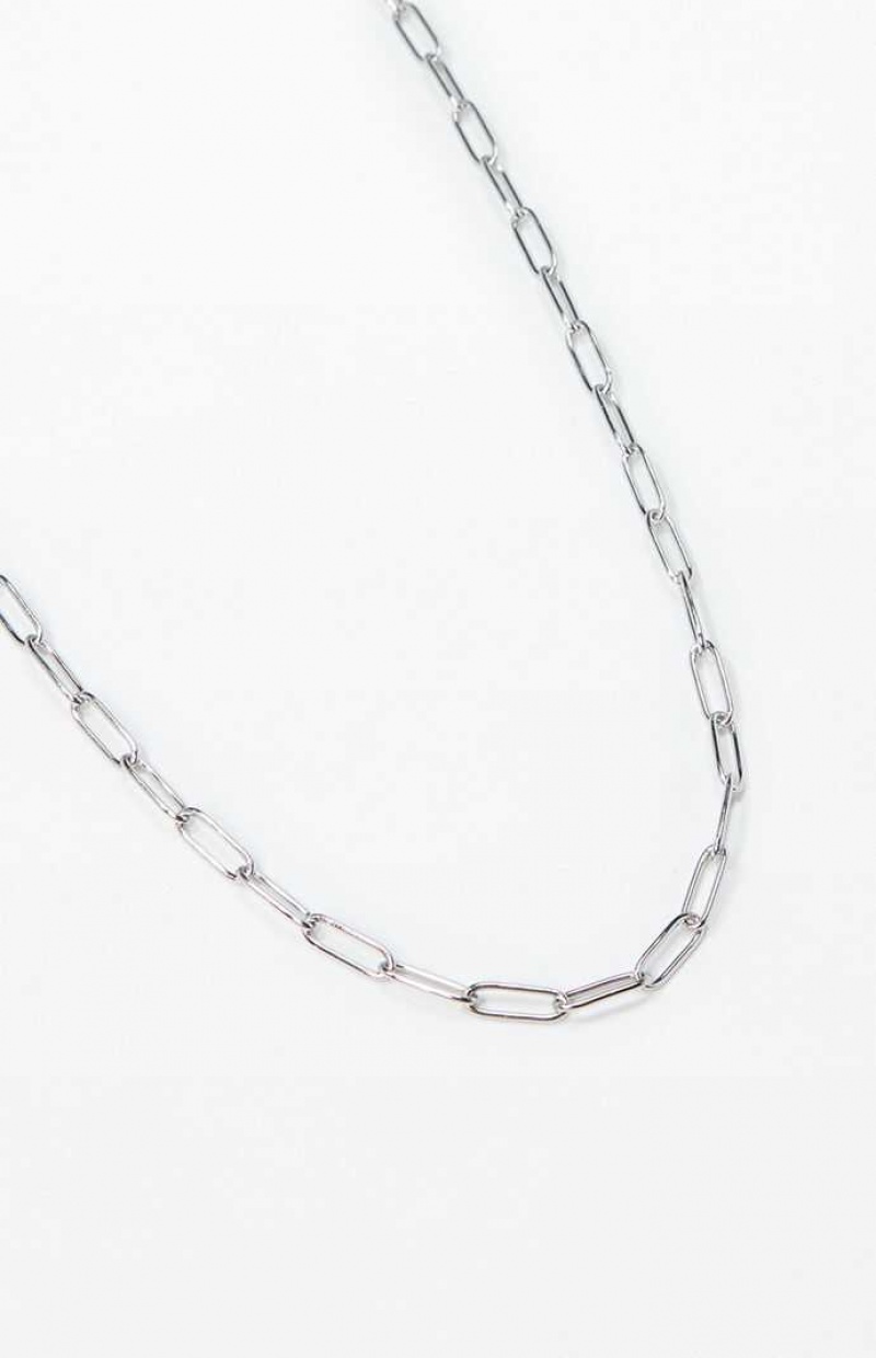 SILVER PacSun Paperclip Chain Necklace | CLZOVQA-31