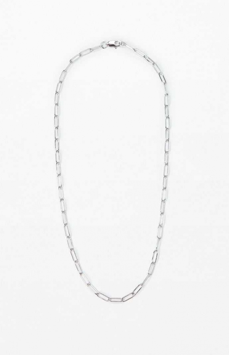 SILVER PacSun Paperclip Chain Necklace | CLZOVQA-31