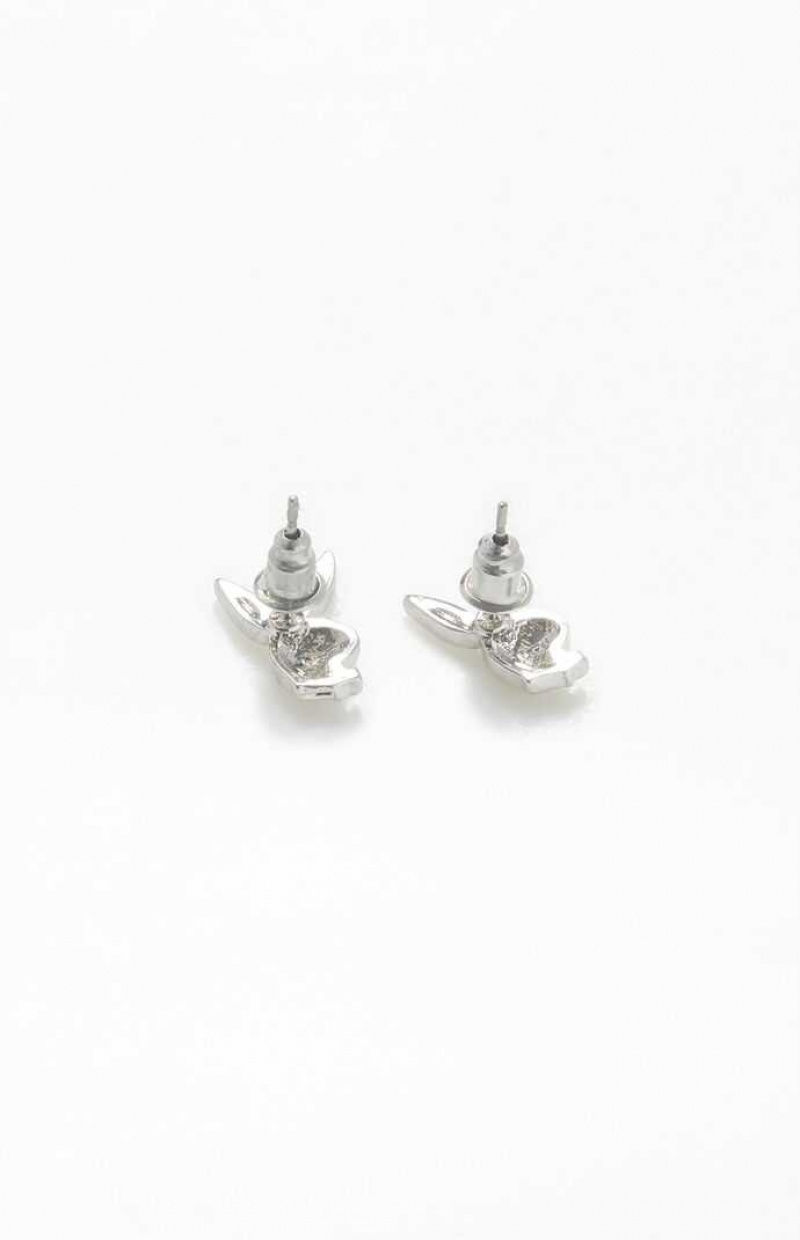 SILVER PacSun Playboy x Playboy Stud Earrings | OYCHZWB-63