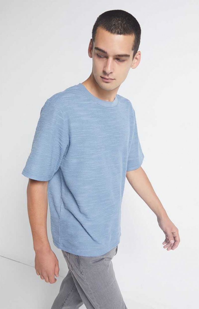 SLATE BLUE PacSun Slate Blue Scout Texture T-Shirt | LZRVYGT-43