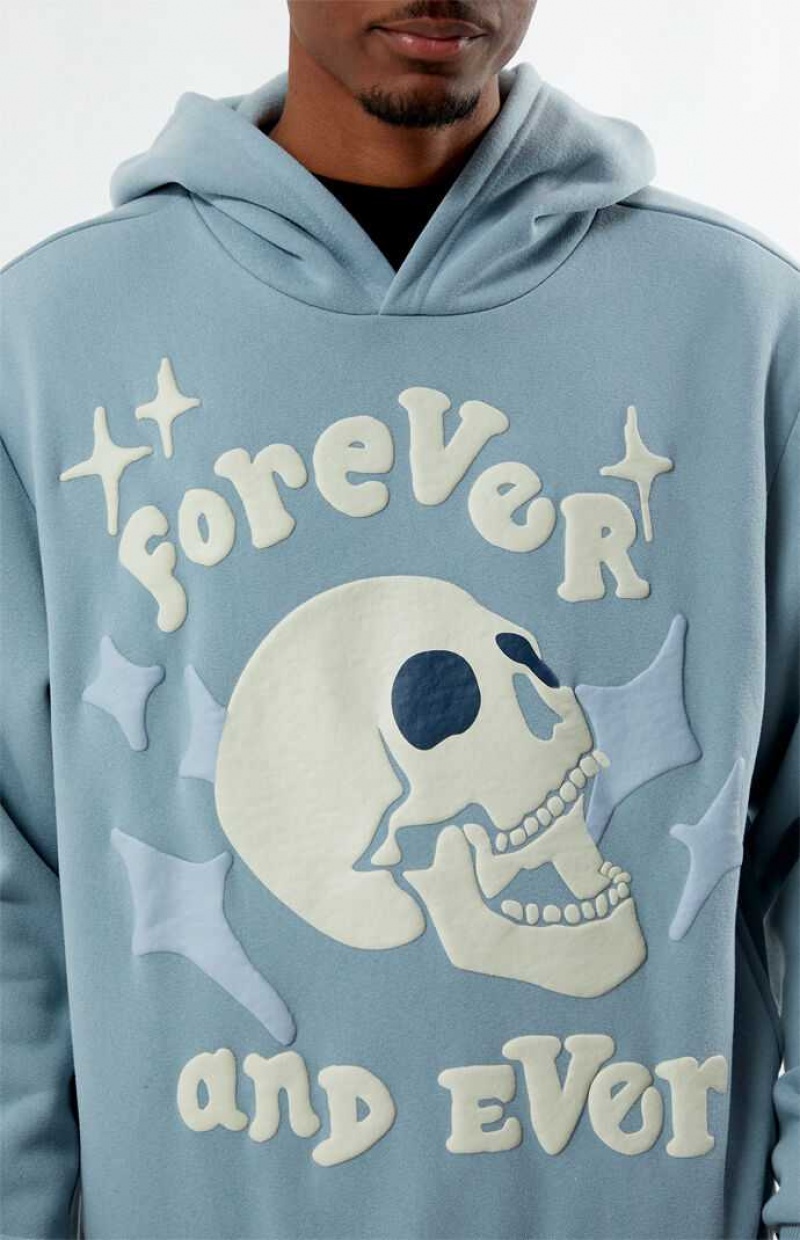 STEEL BLUE PacSun Forever Puff Hoodie | BIHOPNK-46