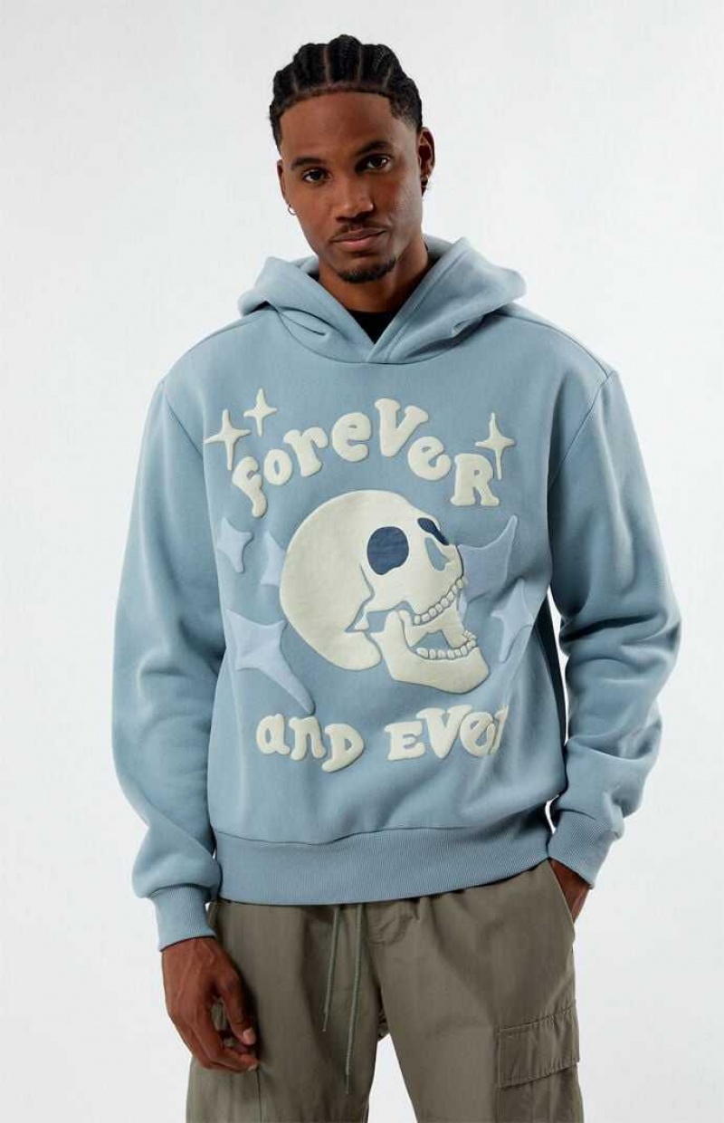 STEEL BLUE PacSun Forever Puff Hoodie | BIHOPNK-46