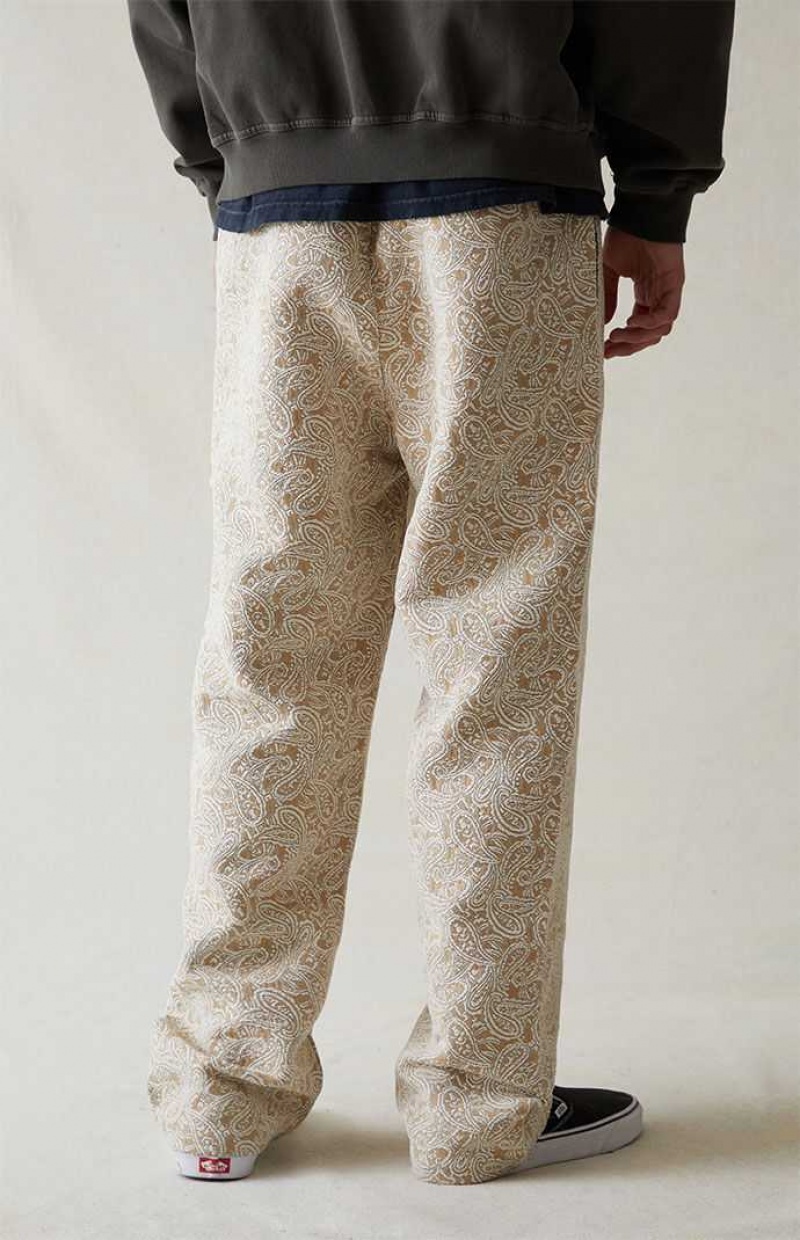 TAN PacSun Canvas Printed Paisley Slim Trousers | VTXJQBA-72