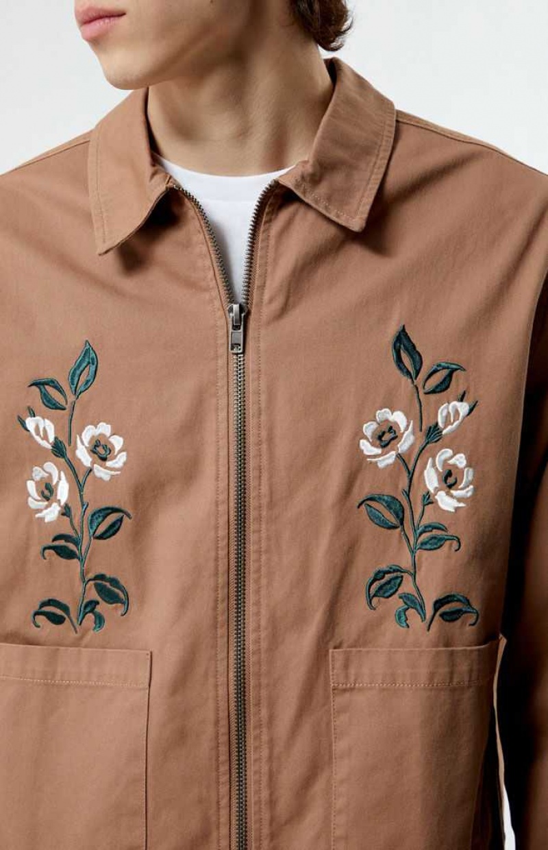 TAN PacSun Embroidery Jacket | USPREXA-38