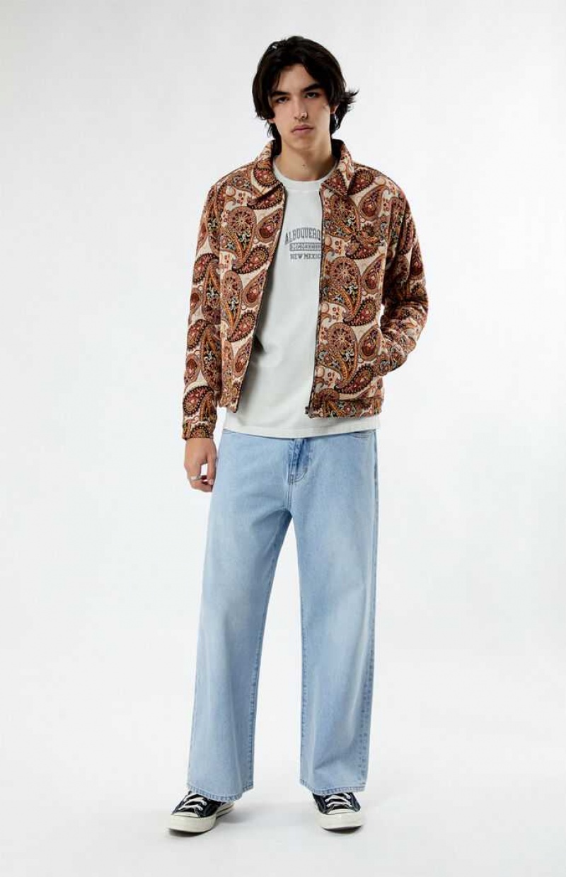 TAN PacSun Jacquard Paisley Gas Jacket | QKZDAUV-51