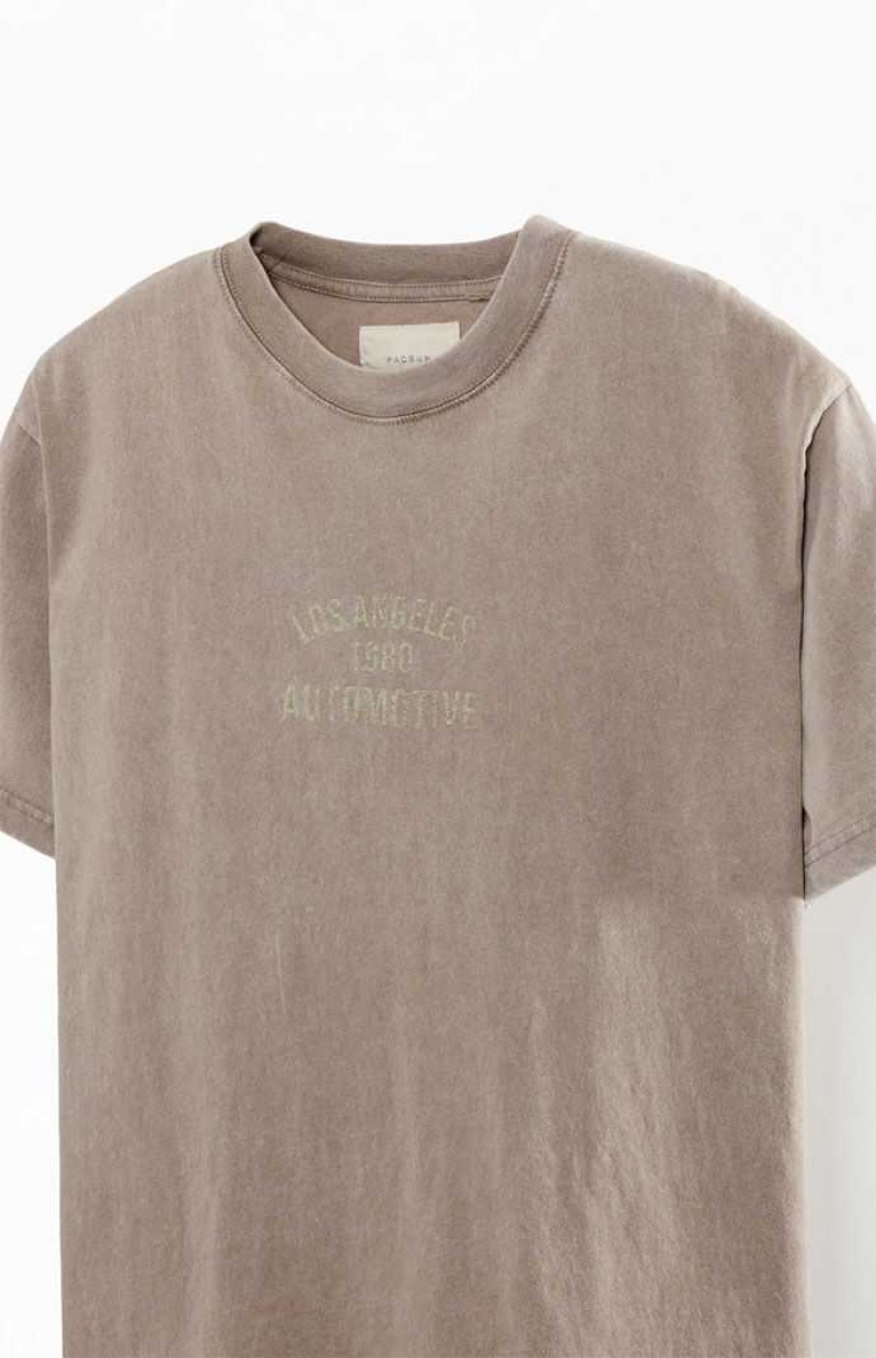 TAN PacSun LA Automotive T-Shirt | KBVFXTI-09