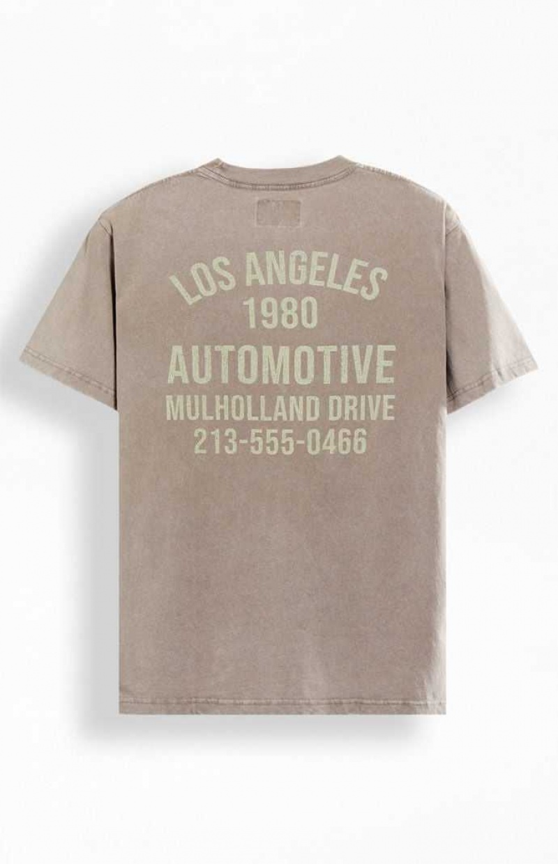 TAN PacSun LA Automotive T-Shirt | KBVFXTI-09