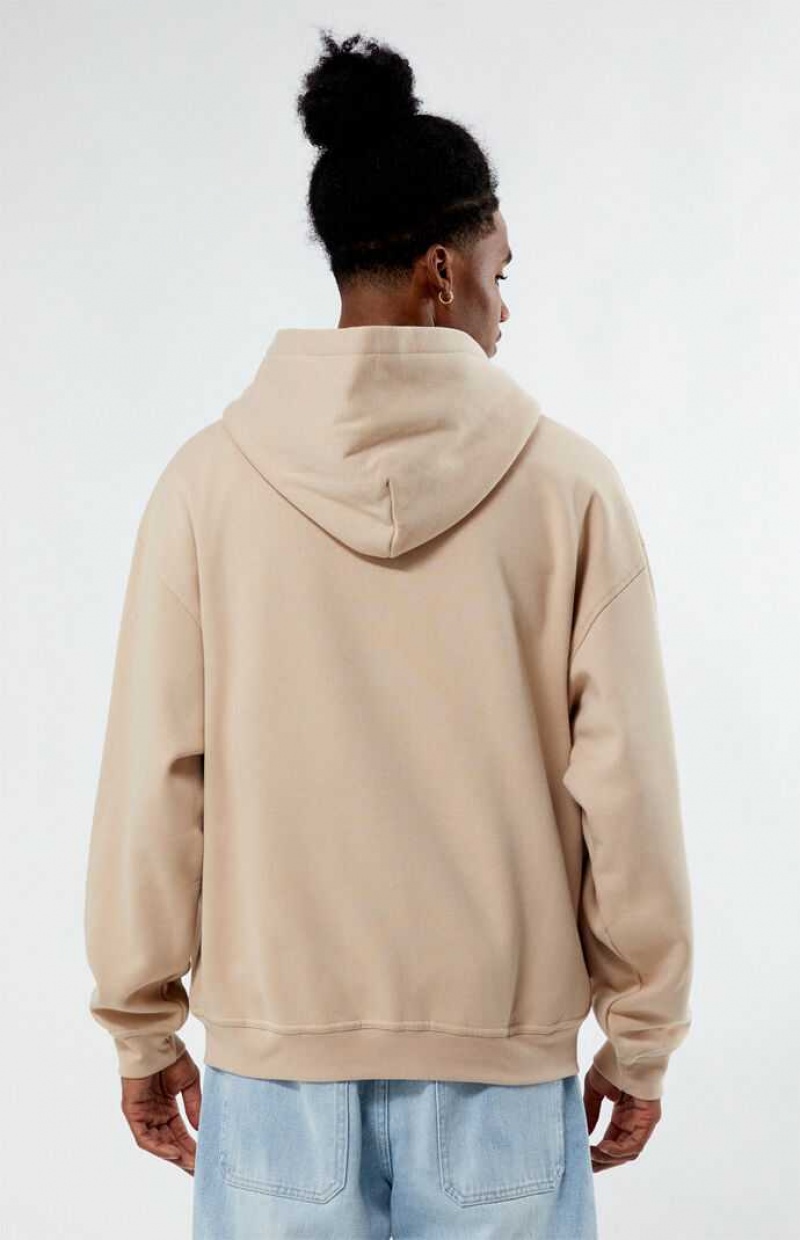 TAN PacSun Los Angeles Chenille Full Zip Hoodie | HFOXSZC-34