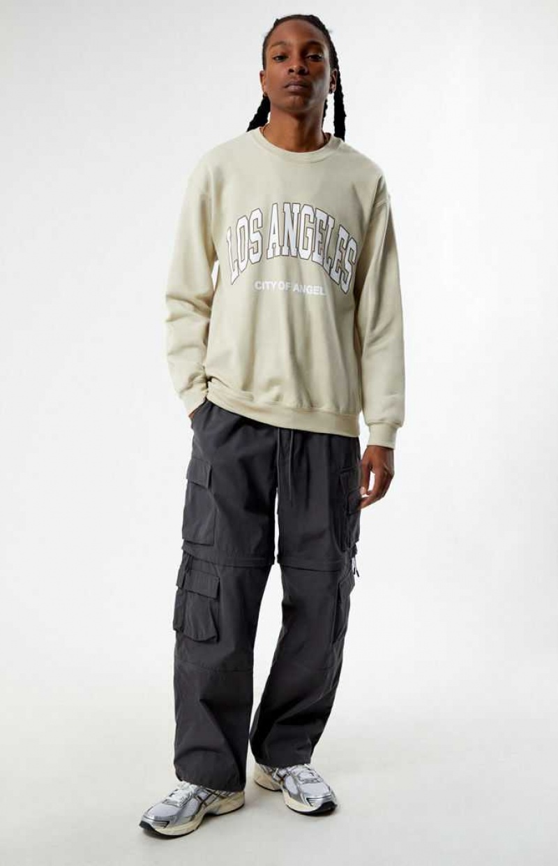 TAN PacSun Los Angeles College Crew Neck Sweatshirt | DSPTXKI-57