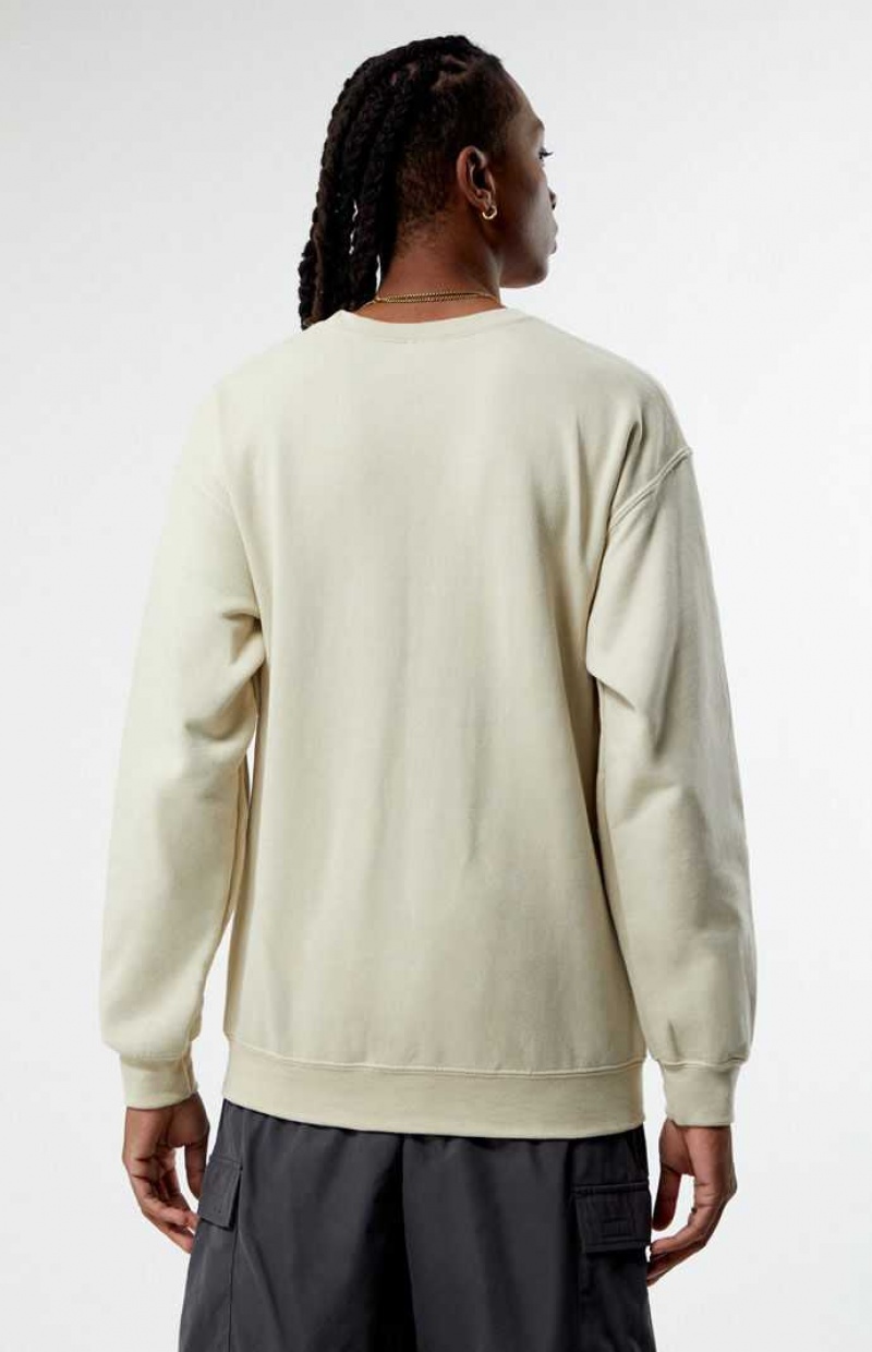 TAN PacSun Los Angeles College Crew Neck Sweatshirt | DSPTXKI-57