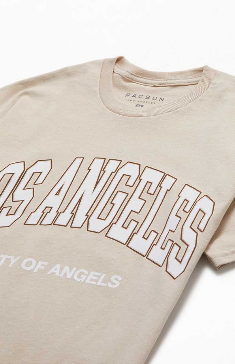 TAN PacSun Los Angeles Collegiate T-Shirt | EQFOTMP-21