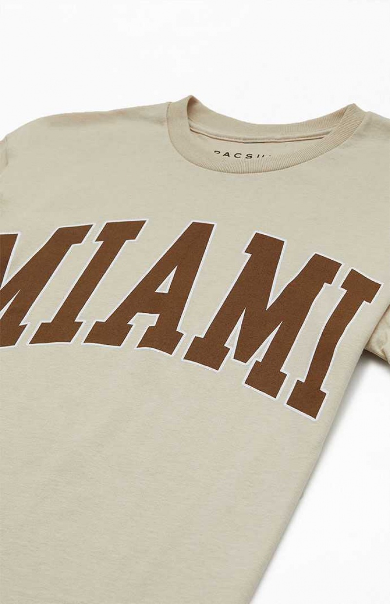 TAN PacSun Miami Prep T-Shirt | ZXJLCPK-87