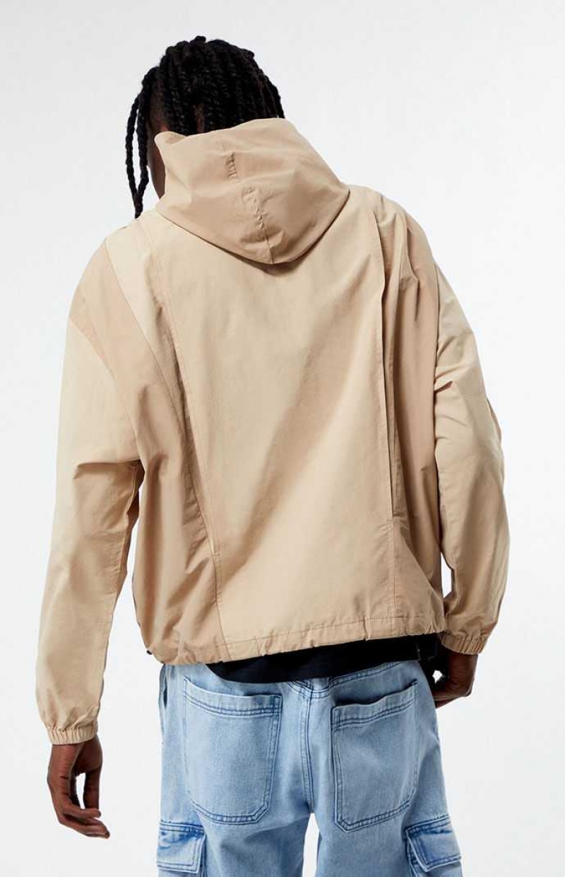 TAN PacSun Neutral Half Zip Lightweight Pullover Hoodie | BZQXOHG-65