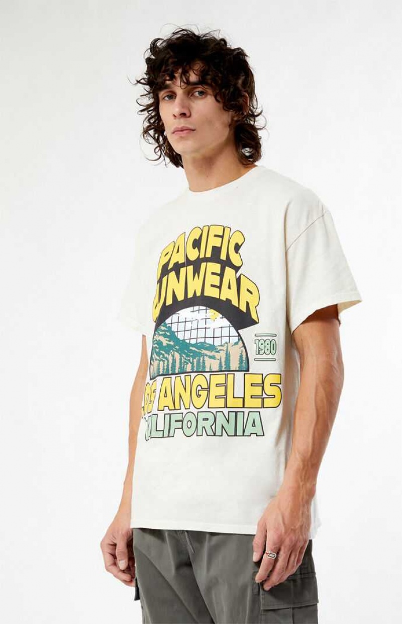 TAN PacSun Pacific Sunwear Los Angeles T-Shirt | LAWEQKN-23