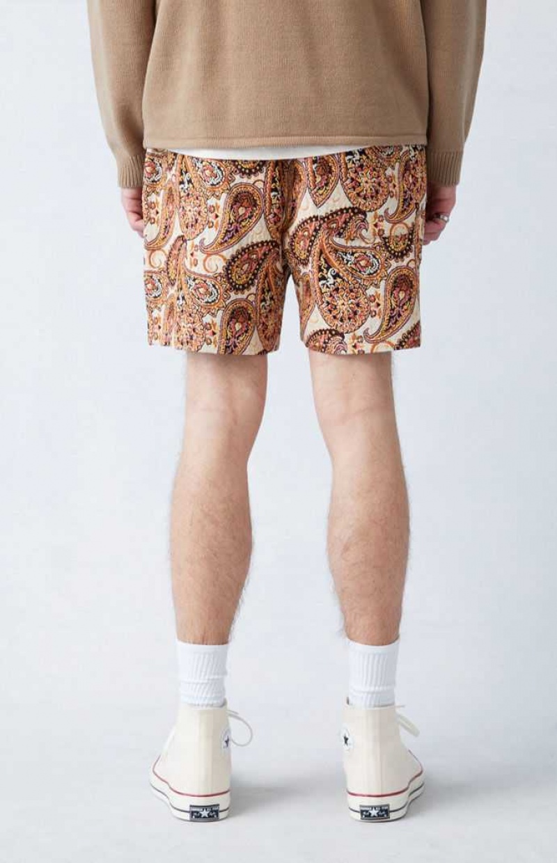 TAN PacSun Paisley Tapestry Shorts | OESXQKU-35