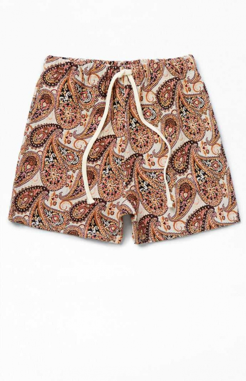 TAN PacSun Paisley Tapestry Shorts | OESXQKU-35