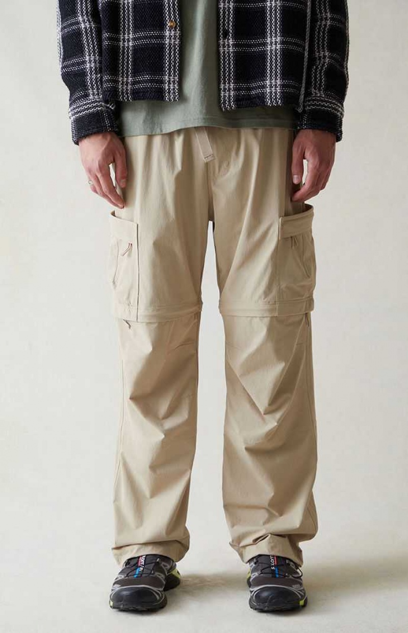 TAN PacSun Performance Tan Baggy Zip Off Cargo Pants | HEAYKIZ-54