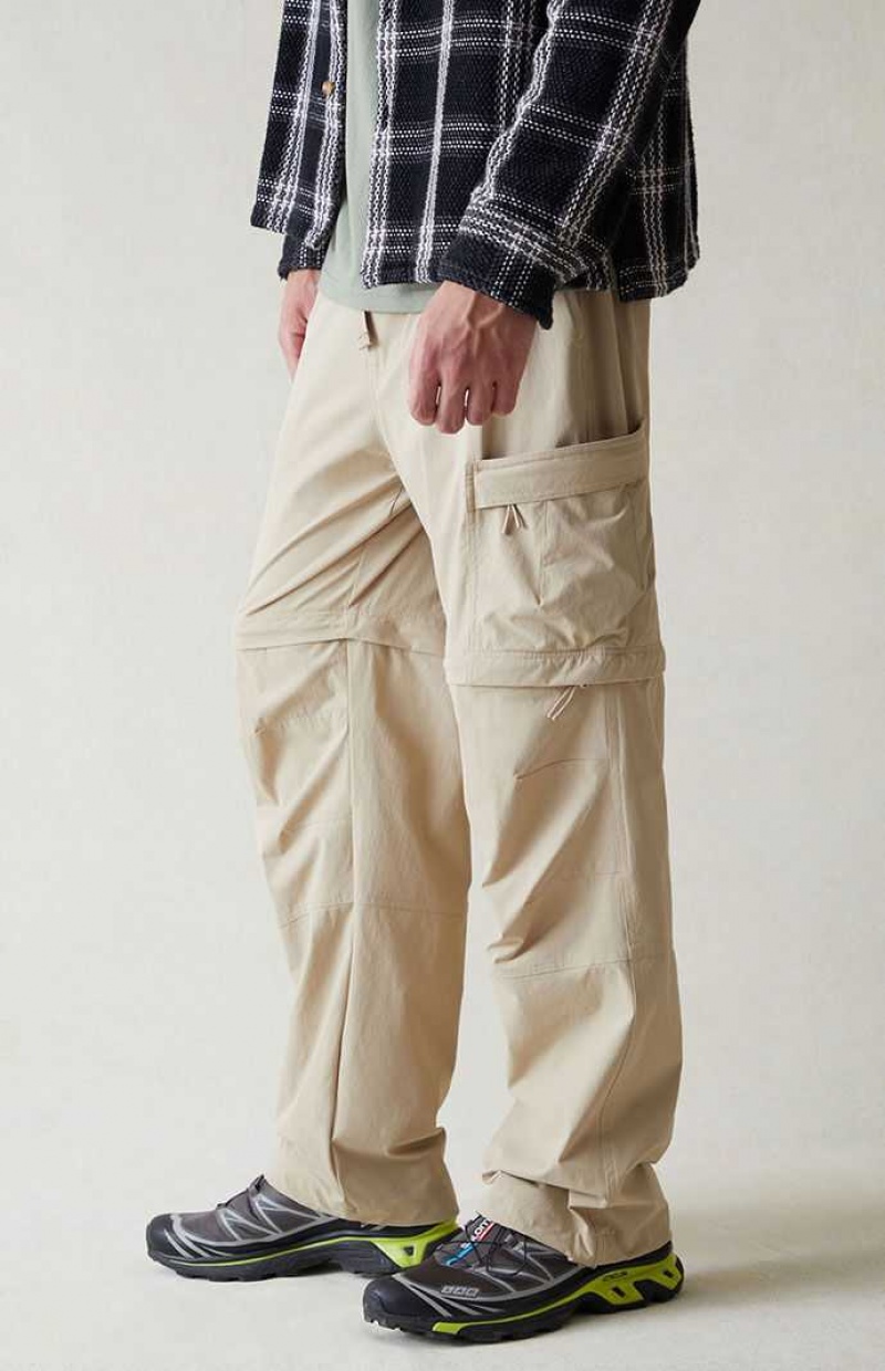 TAN PacSun Performance Tan Baggy Zip Off Cargo Pants | HEAYKIZ-54