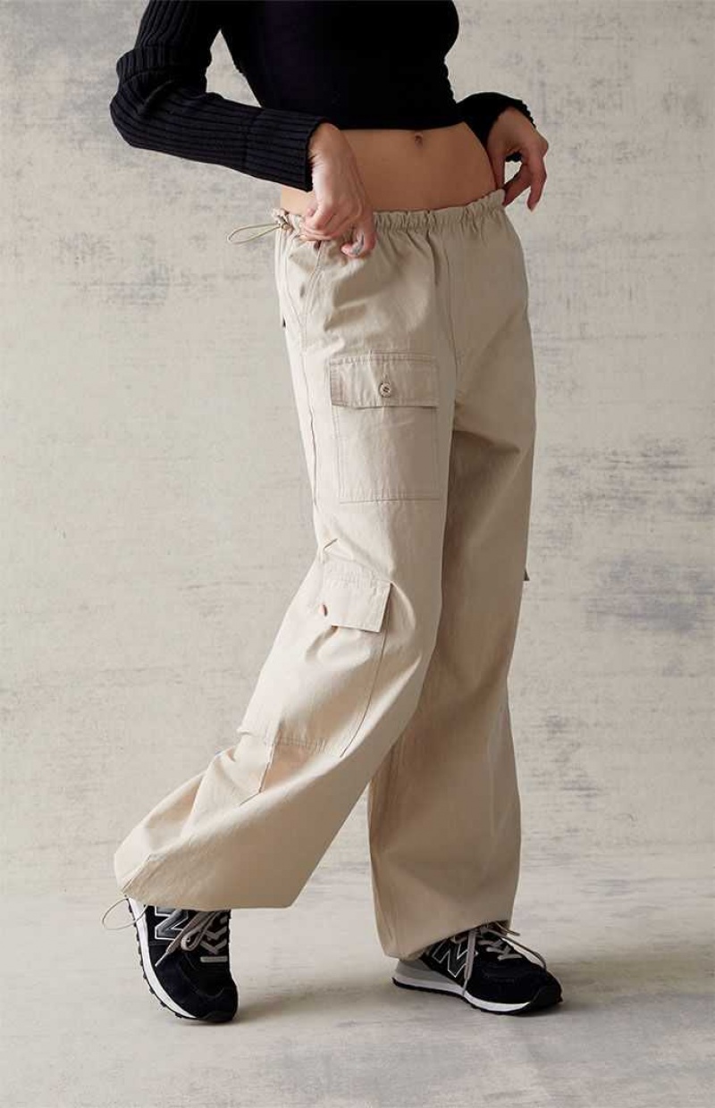 TAN PacSun Pocket Cargo Bungee Pants | UEMBYLG-68