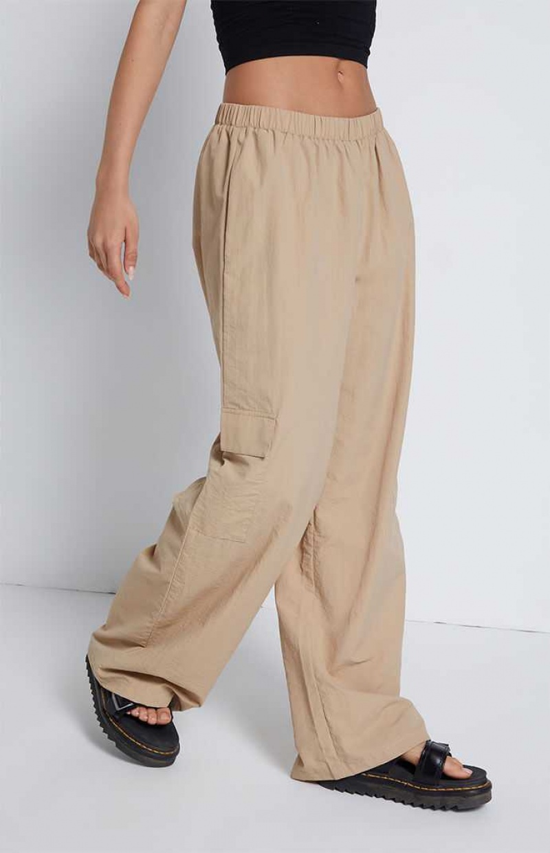 TAN PacSun Relaxed Pull On Cargo Pants | WOKIBUV-03