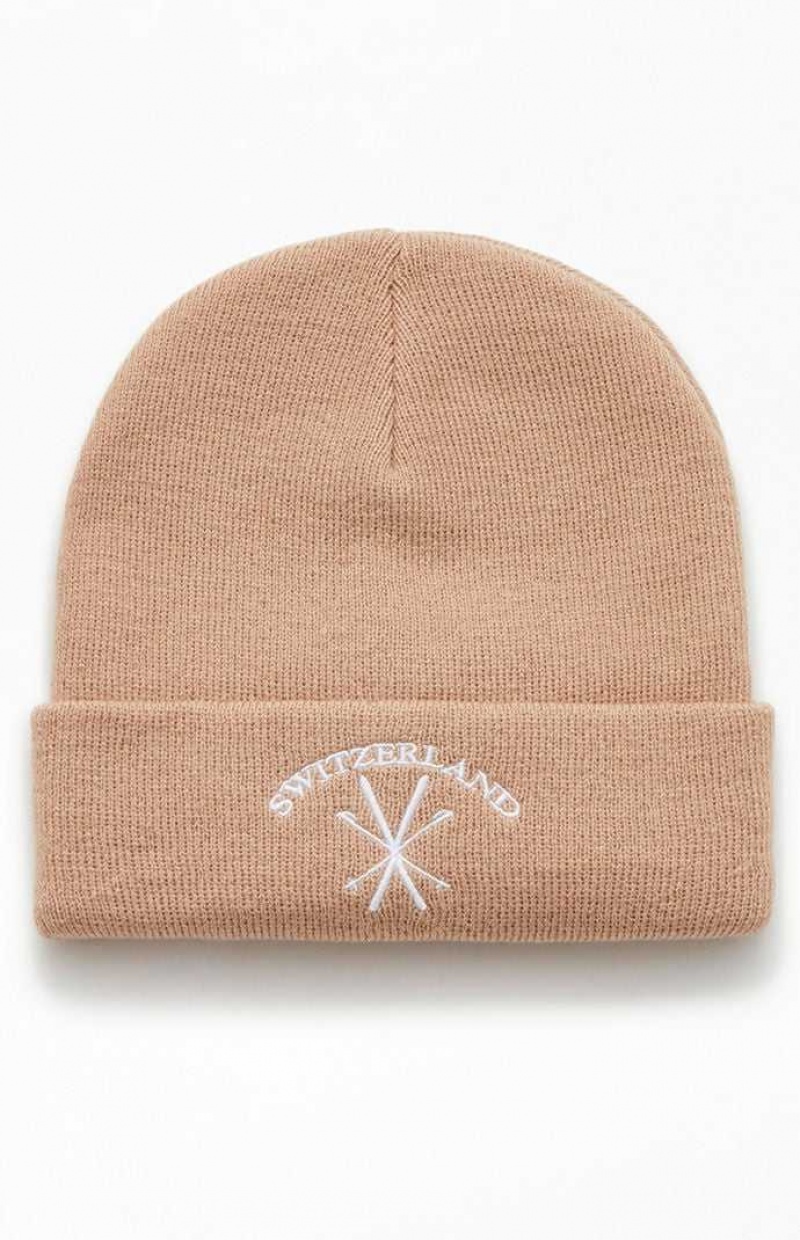 TAN PacSun Switzerland Beanie | VHLAZDG-71