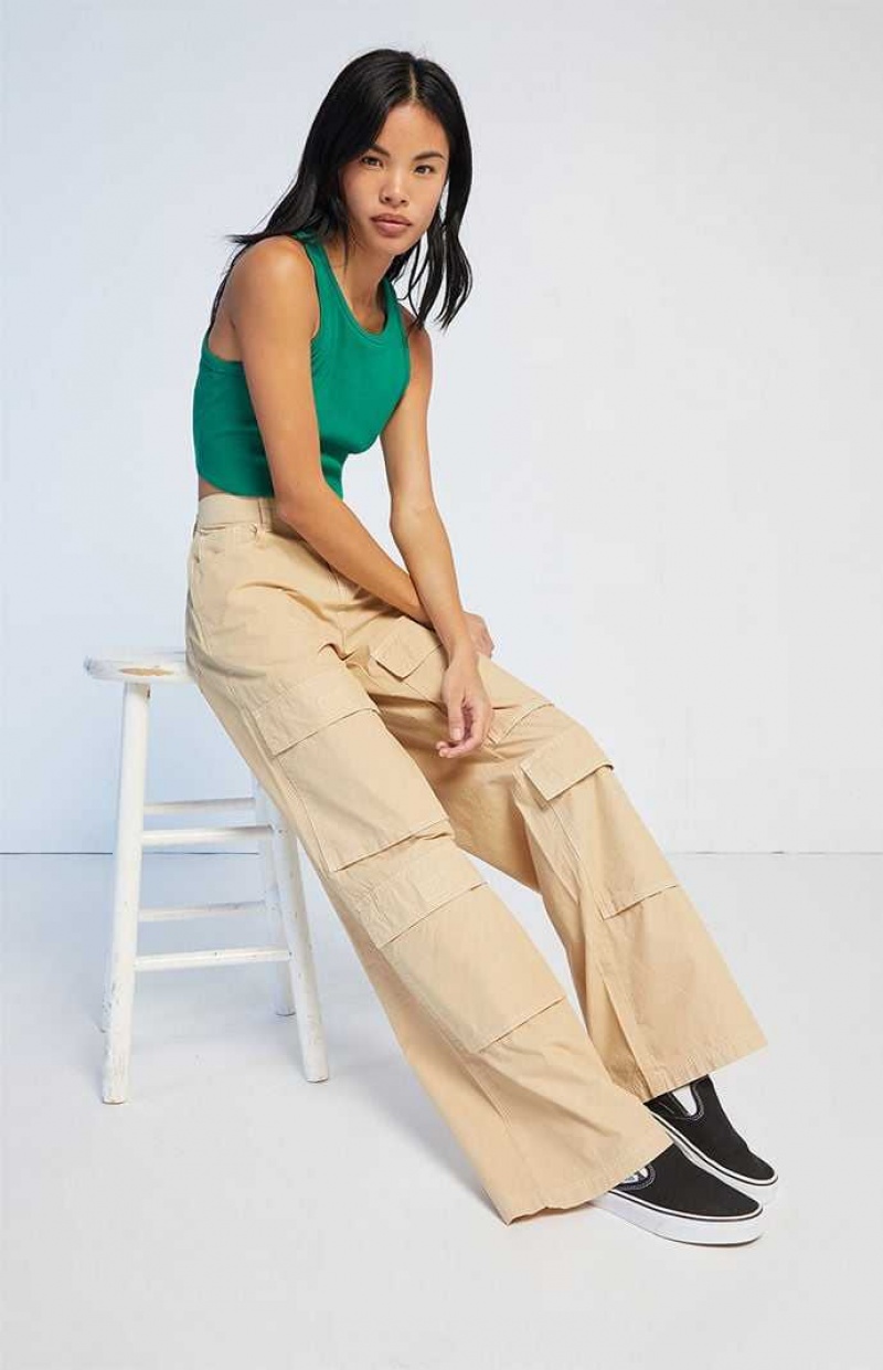 TAN PacSun Tan High Waisted Cargo Pants | YAHNQKI-24