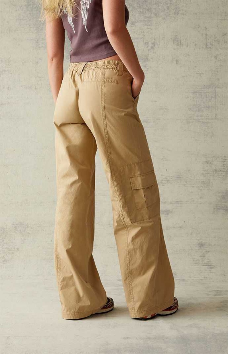 TAN PacSun Tan Low Rise Puddle Pants | XYSHKCU-08